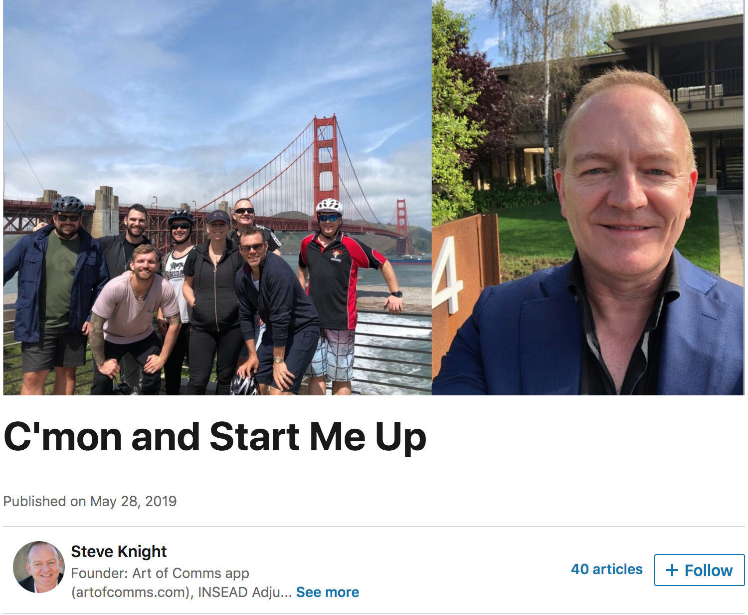C'mon and Start Me Up - Linked In Image